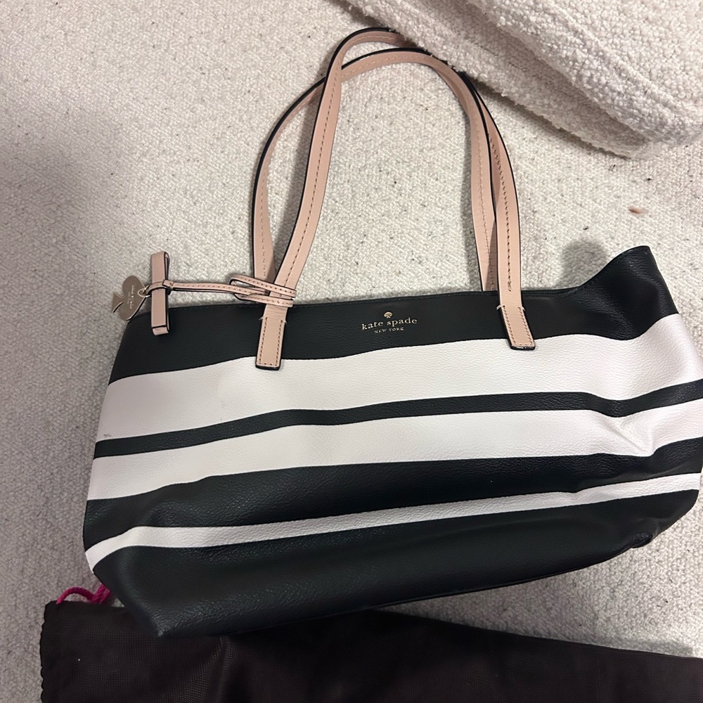 Kate Spade Black and White Striped Tote